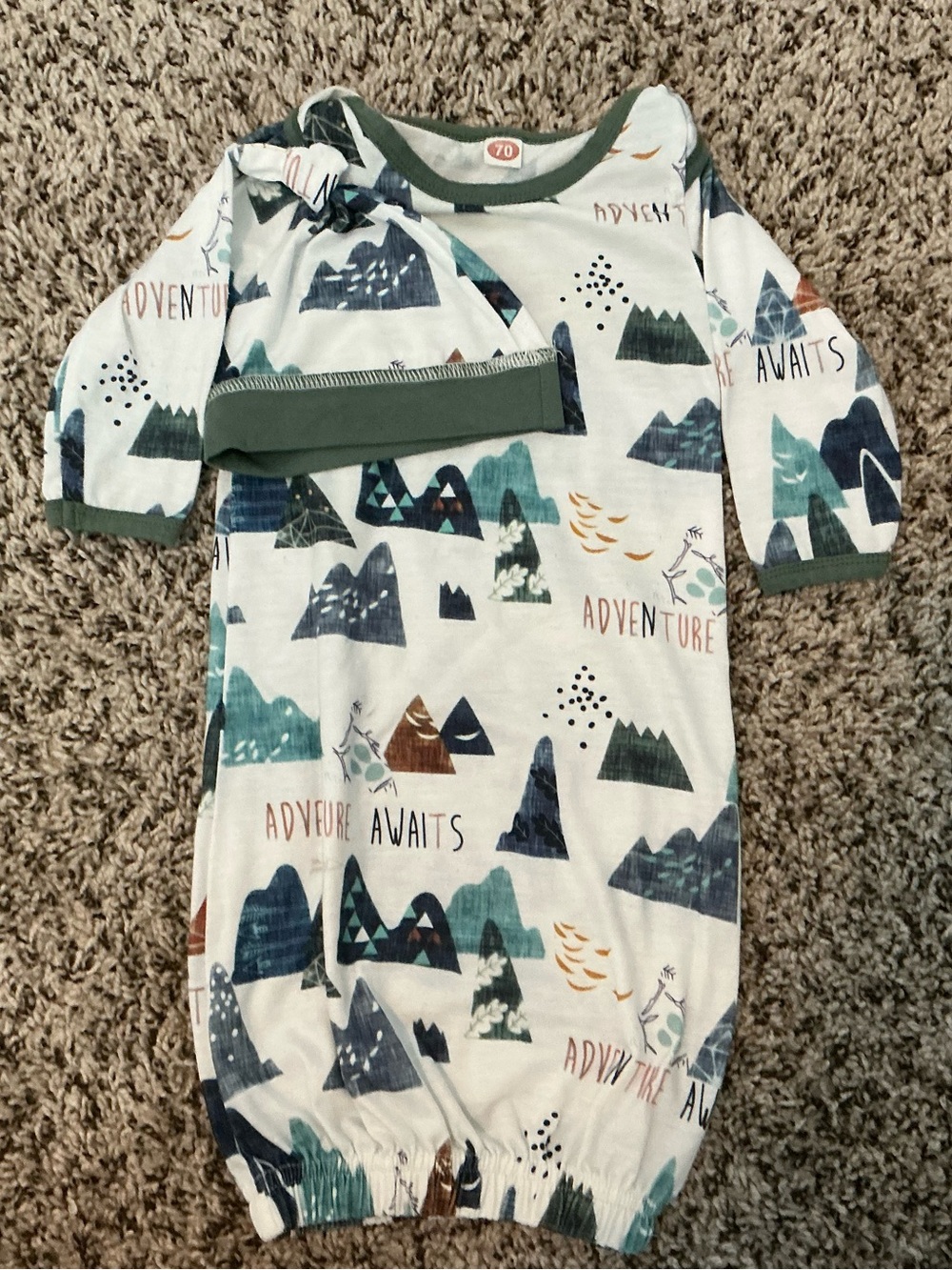 Adventure Awaits Mountain Print Baby Pajama Gown